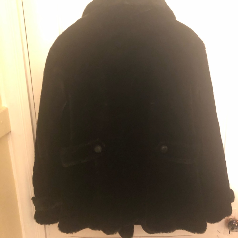 Ashley Stewart 1X Black Faux Fur Pea Coat - Picture 6 of 7